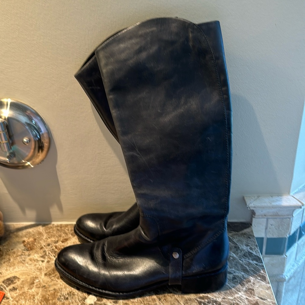 Via Spiga Black Leather Knee Height Riding Boots, size 11